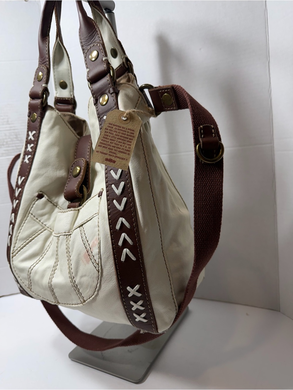 LUCKY BRAND NWT 1968 ITALIAN LEATHER TOTE MESSENGER BAG CALL OUTS IN PHOTOS $249 - Picture 2 of 7